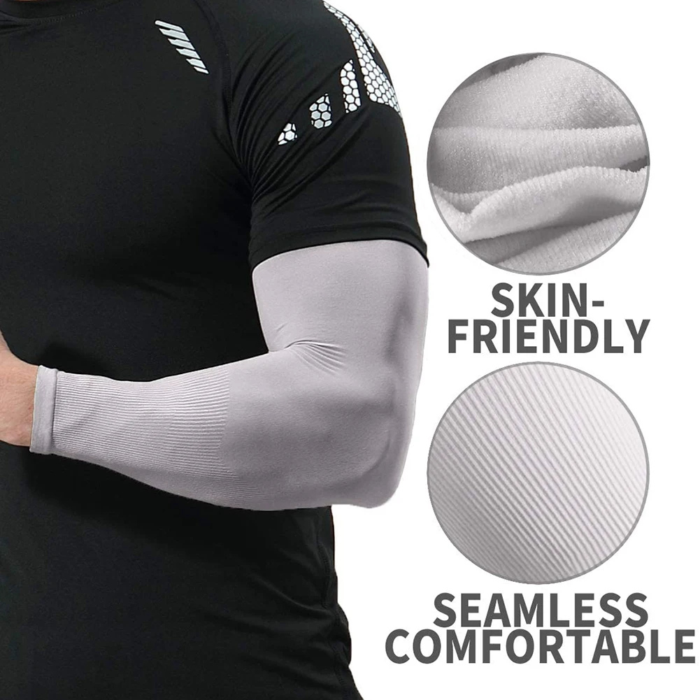 1 Pair Summer Arm Sleeves Women Men Arm Compression Sleeve Armwarmer UV Sun Cotton Long Fingerless Gloves Arm Sleeves