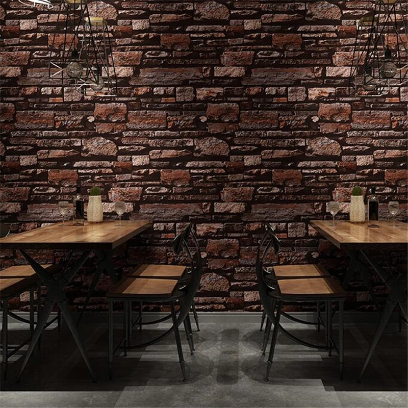WELLYU High-grad Nostalgic marble industrial brick imitation brick wallpaper restaurant bar barber shop retro brick wallpaper