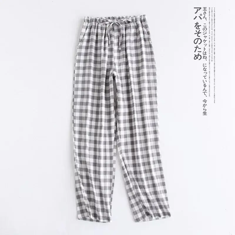 Spring Couples Cotton Gauze Sleep Pants Ladies Home Tie Pajama Pant Men\'s Bottom Pants Sleeping Pants Woman Pajama Bottoms