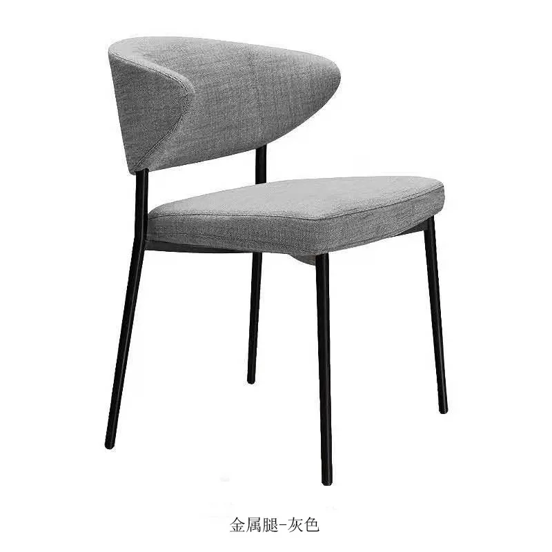 2020 metal dining chair Nordic modern light luxury fabric dining chair Italian minimalist western restaurant cafe lounge chair