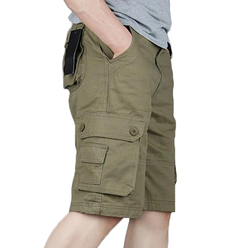 Cargo Shorts Men\'s Summer Casual Cotton Loose Overalls Baggy Multi-Pocket Army Military Trousers Plus Size 46 Tactical Shorts