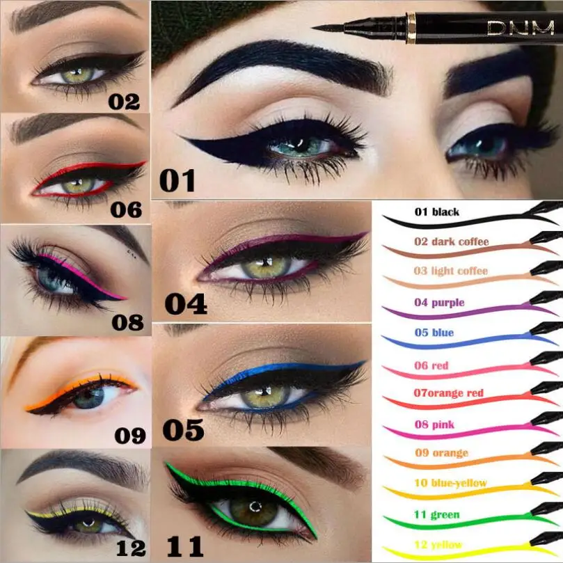 Colorful Eyeliner Quick Dry Matte Long Lasting Waterproof Make Up Liquid Eyeliner Blue Green White Gold Brown Eyeliner T0440