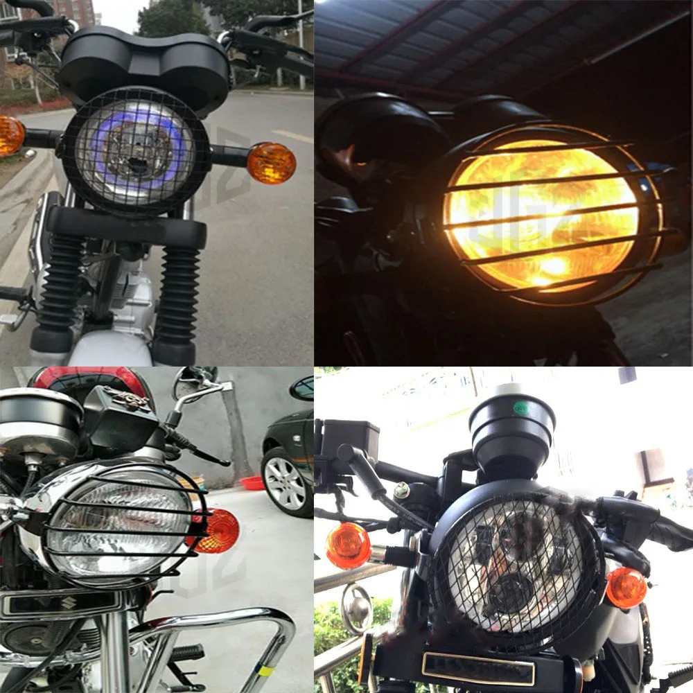 6inch Motorcycle Universal Vintage Headlight Protector Retro Grill Light Lamp Cover For Cafe Racer Harley Ducati Chopper Benelli
