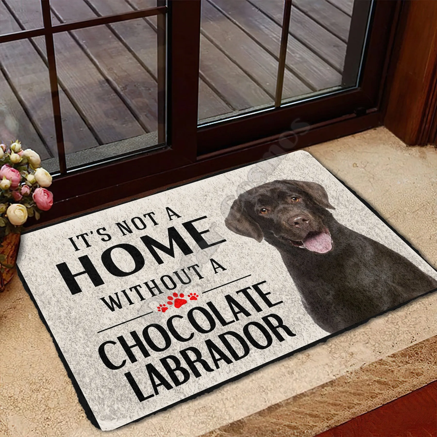 3D Non è una casa senza cioccolato Labrador zerbino personalizzato zerbino per interni tappetini antiscivolo per porte Decor portico zerbino