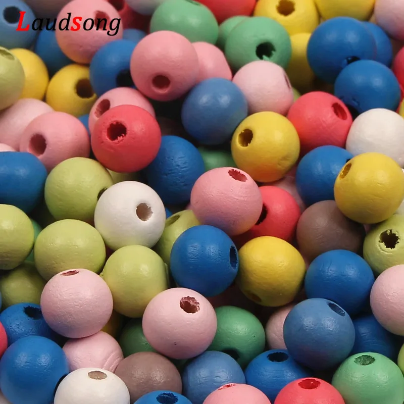 Natural Wood Beads Mixed Color Wooden Round Ball Spacer Loose Beads For Jewelry Making DIY Bracelet Necklace 8/10/12mm