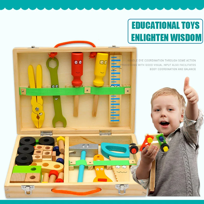 1.1 Simulation Screw Nut Disassembly Combination Toy Children's Wooden Toolbox Play House Hands-on Ability Development BoyCD