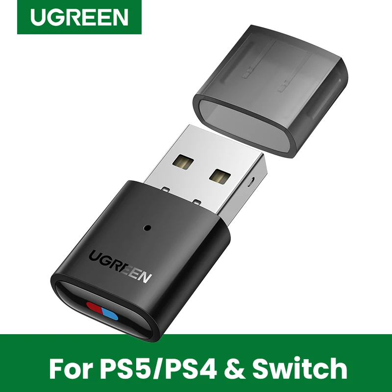 UGREEN-USB 블루투스 5.0 송신기 오디오 어댑터, 에어팟 PC 컴퓨터 PS4 프로 닌텐도 스위치용 블루투스 어댑터 TV 모드