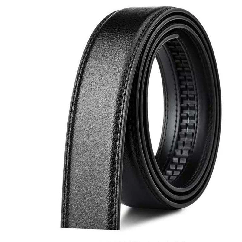 Fashion Men Belt Without Buckle Belt Leather Automatic Buckle Business Young Middle Age Belt Without Buckle Belt Casual Stripe