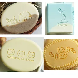 Transparent Acrylic Soap Stamp for Making Chapters, Lovely Animal Pattern, Home Cleaning, Natural Seal, DIY, 50x25mm