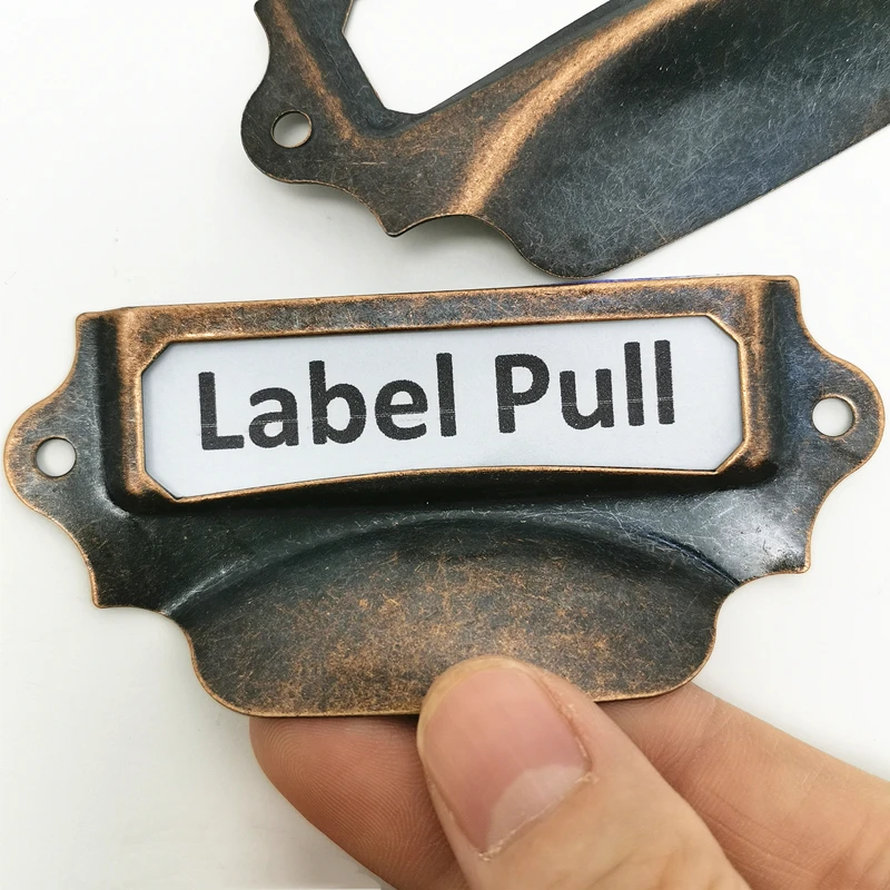5pcs/Lot Antique Brass Red Bronze Metal Label Pull Frame Handle File Name Card Holder For Furniture Cabinet Drawer Box Case Bin