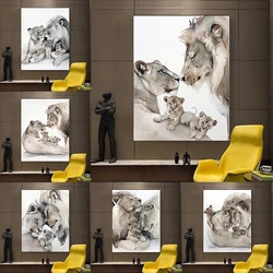 Modern Animal Poster Lion Family Canvas Art Paintings Prins Wall Art Pictures for Living Room Home Wall Decoration Cuadros