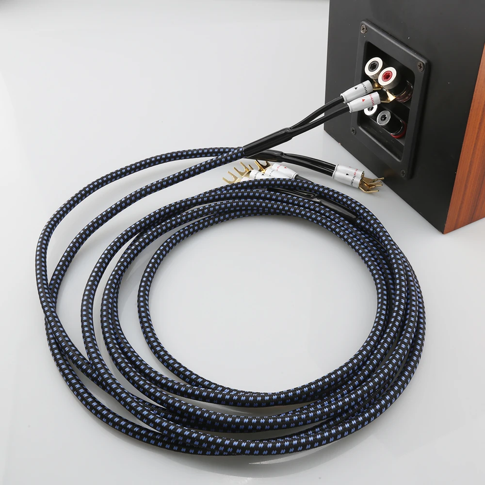 Ein Paar Audiocrast SP14 HIFI versilberte Lautsprecherkabel, hochwertiges OCC-Lautsprecherkabel für Hi-Fi-Systeme, Y-Stecker, Bananenstecker. – Detail 36
