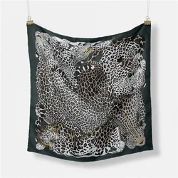 2024 Brand Design Leopard Silk Scarf Fashion Women Scarf Small Square Scarves Head Scarf Neck Tie Band Neckerchief Hijab