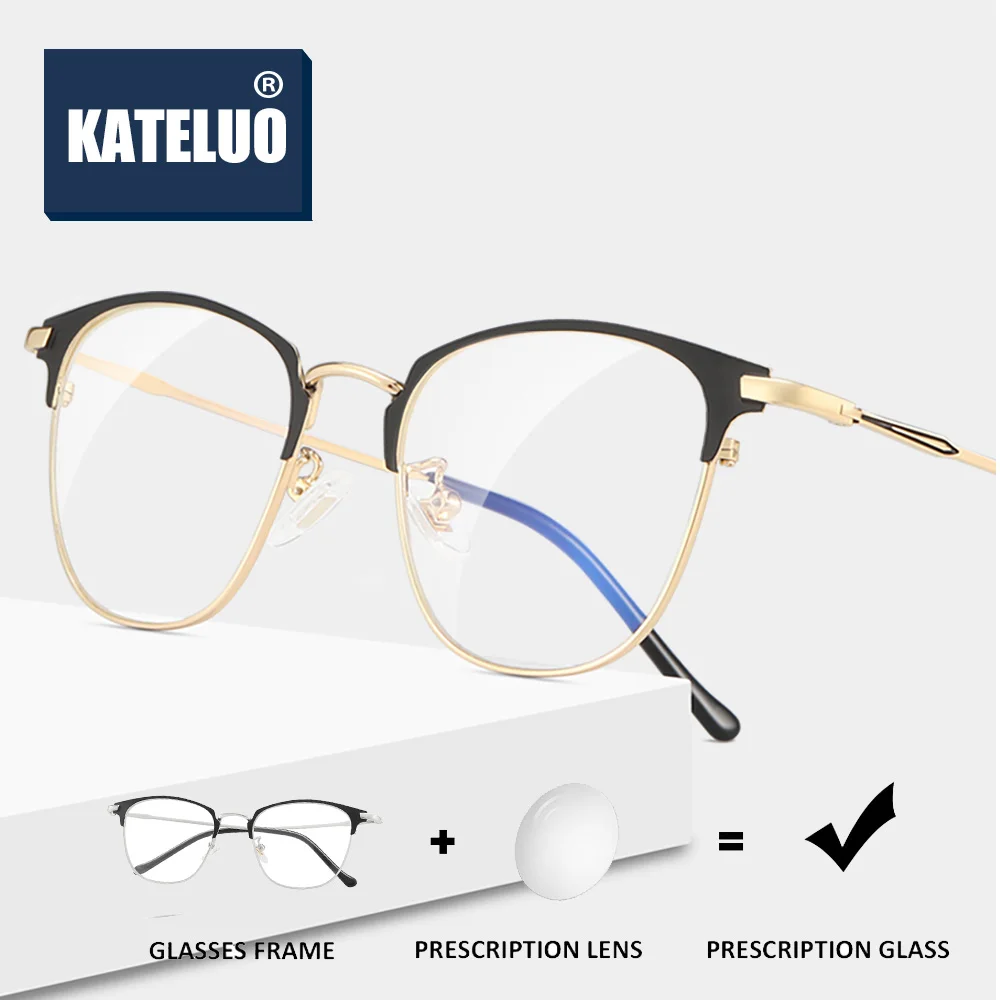 

KATELUO Alloy Photochromic Prescription Glasses Optical Eyeglasses Frame Myopia Eyeglasses Glasses Frame For Men Women 8809