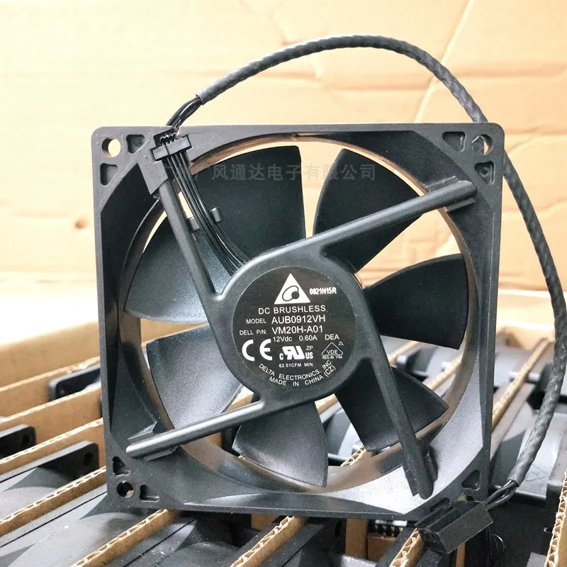 

New Original Delta Dual Ball Bearing AUB0912VH 9025 9225 90MM 9CM 90*90*25MM Cooling fan 12V 0.6A 3PIN 4PIN