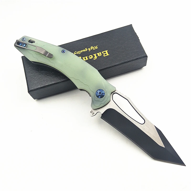 Eafengrow EF915 Outdoor Camping Folding Knife Jade G10 Handle D2 Blade Flipper EDC Hunting Utility Survival Knife