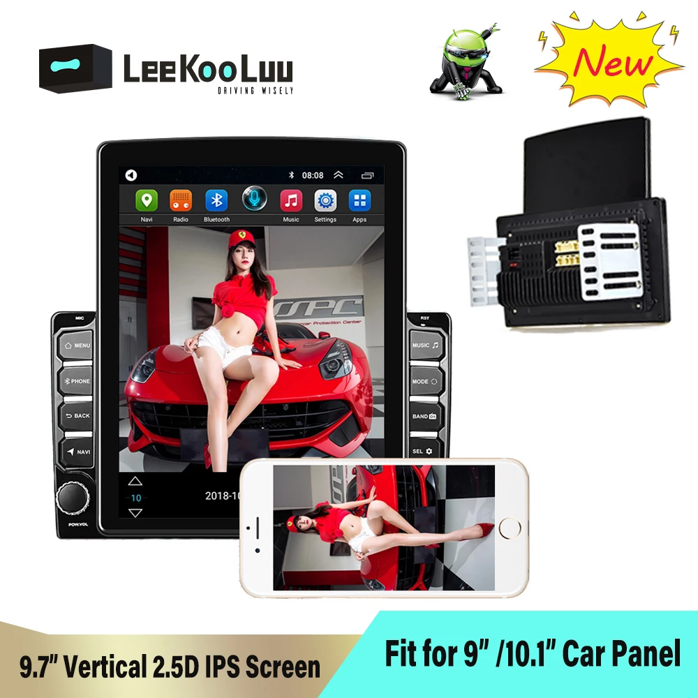 

LeeKooLuu 2 Din Car Radio 9.7" Tesla style Vertical Screen Autoradio For 9/10.1" Car Panel Android Car Multimedia Player GPS