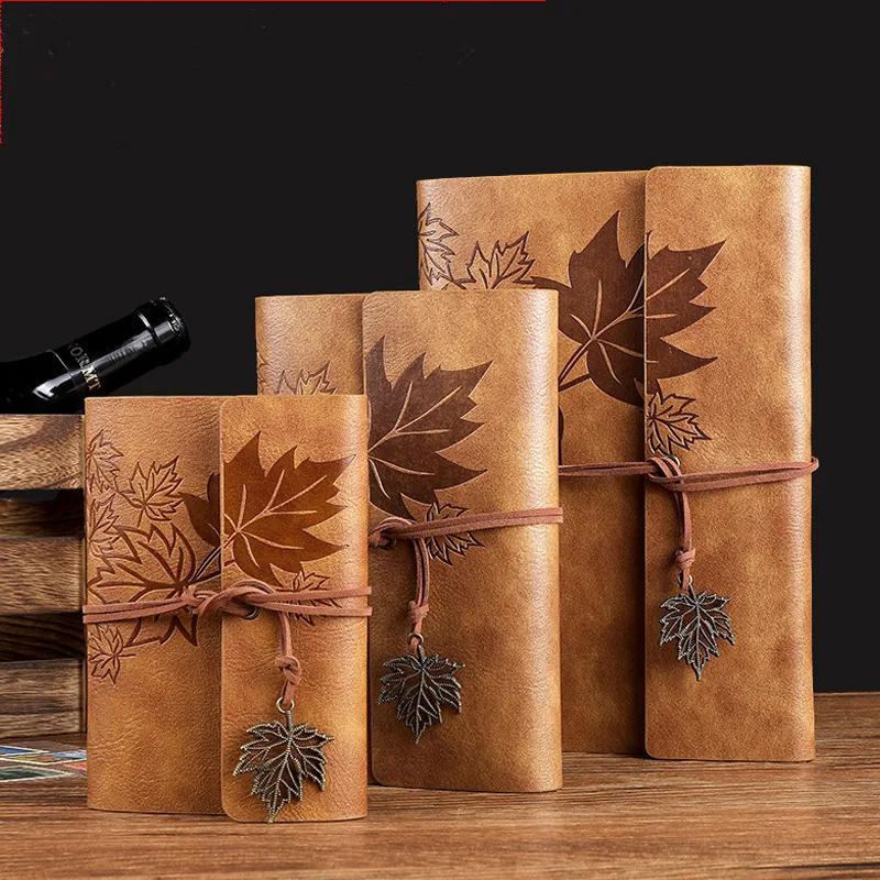 

A5 A6 A7 Travelers Vintage Maple Leaf Notebook PU Leather Blank Kraft Diary Note Book Journal Sketchbook Stationery