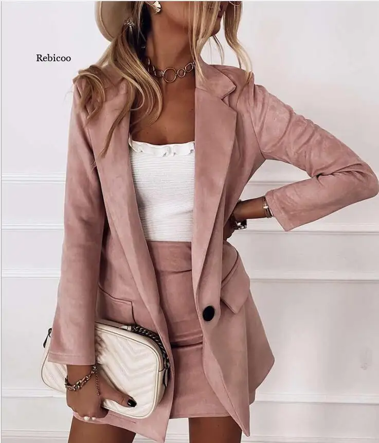 Blazer de escritório feminino elegante, chique, botão, bolso, jaqueta, casual, feminino, slim entalhado, cor sólida, rosa, conjuntos chique