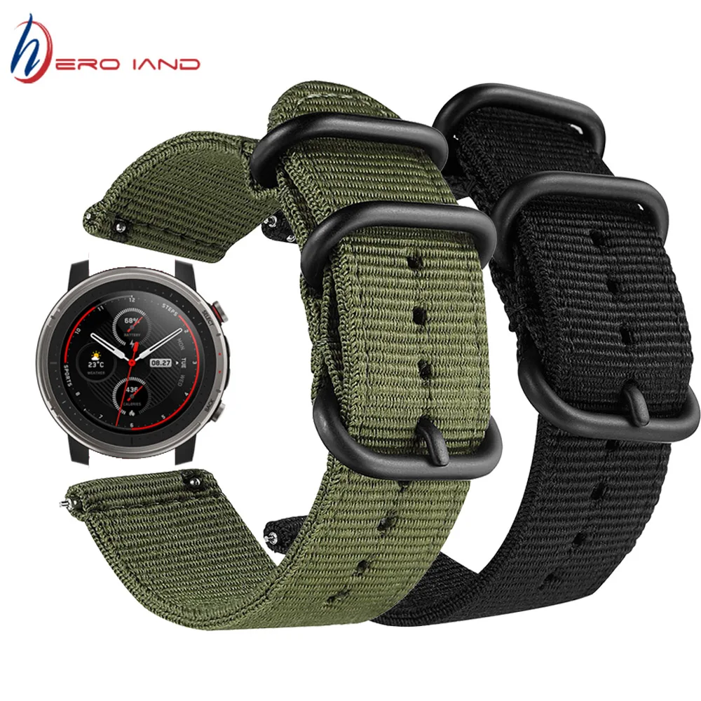 Nylon Canvas Strap For Xiaomi Huami Amazfit Bip S/Stratos 2 2S 3/PACE/GTS/GTR 47MM 42 Watchband For Huawei Watch GT GT2 Straps