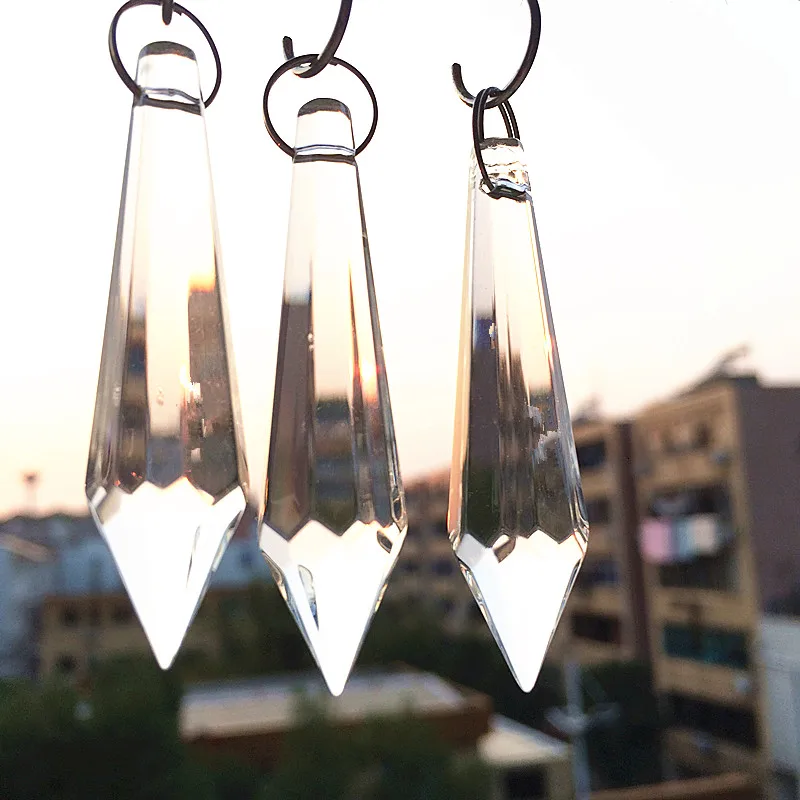 Top Quality 20pcs 55mm Faceted Clear Crystal Glass Chandelier Trimming Prisms for garland Pendant Wedding party venue decoration