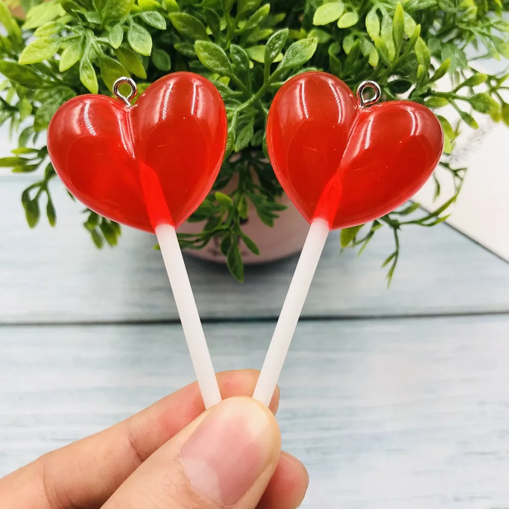 10pcs Resin Cute Kawaii Heart Lollipop Five Star Charm for Earring, Scrapbooking, DIY Making, Necklace, Embellishment, Bracelet