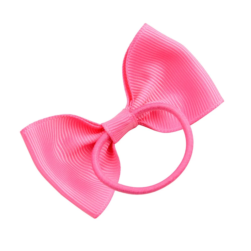 Baby Girls Candy Color Hair Ring Ties Ribbing Elastic Princess Bows Ponytail Rubber Bands Rope Kids Cute Headwear Accessories