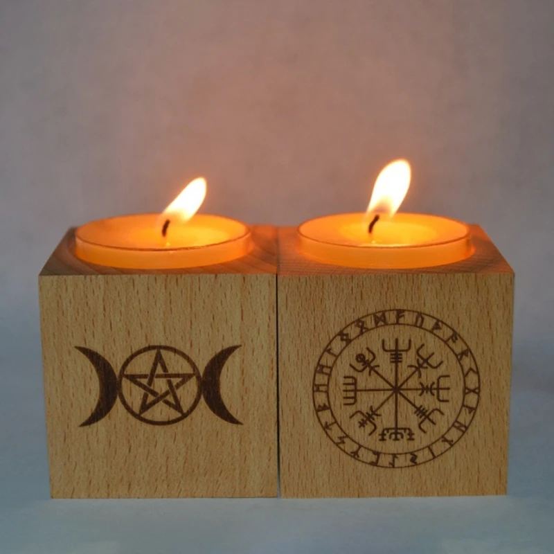 2024 New Wooden Candle Holder Altar Ta-rot Candle Stand Altar Plate Candlestick Ta-rot Accessory Outdoor Accessories For Camping