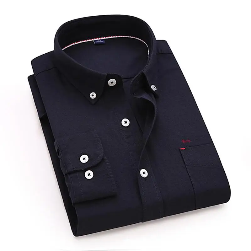 New Men Casual Blouse Fashion  Slim fit Autumn Spring Harmont Embroidery 100%cotton Solid Blouses Blaine Soft Shirts