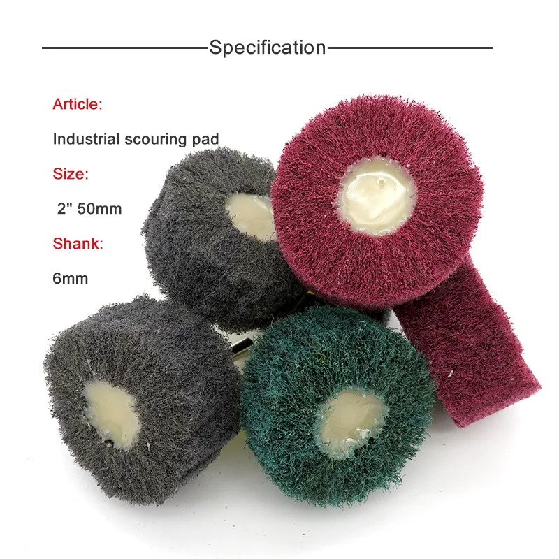 Spugnette abrasive da 2 pollici 50 mm con gancio e anello industriali resistenti 3 pezzi 240 # /400 # /800 #   Tampone per lucidatura con ruota in nylon per molatura
