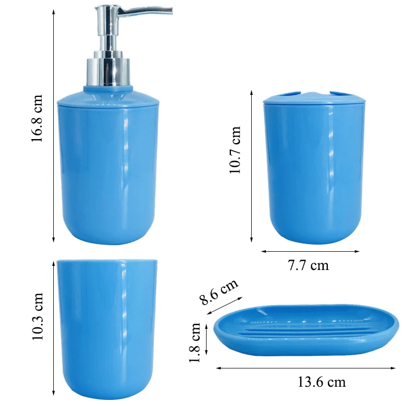 4Pcs/Set Bathroom Accessories Plastic Toothbrush Holder Cup Liquid Soap Dispenser Soap Dish Set Home Decoration