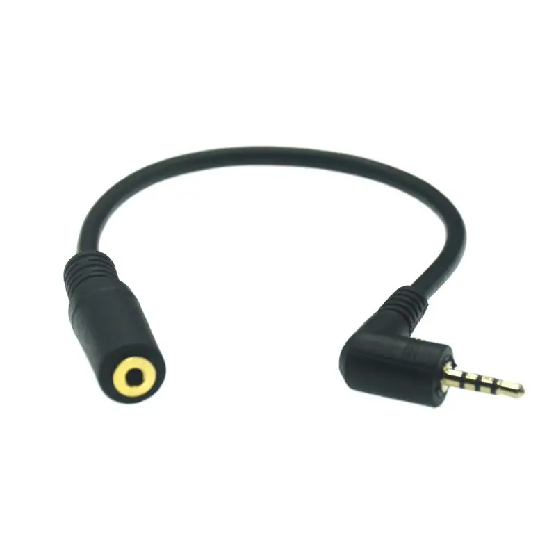 4 polak Stereo 2.5mm Jack męski do żeńskiego 90 prostopadły adapter Audio 2.5mm kabel do karty dźwiękowej/Bluetooth/samochód/kamera na deskę