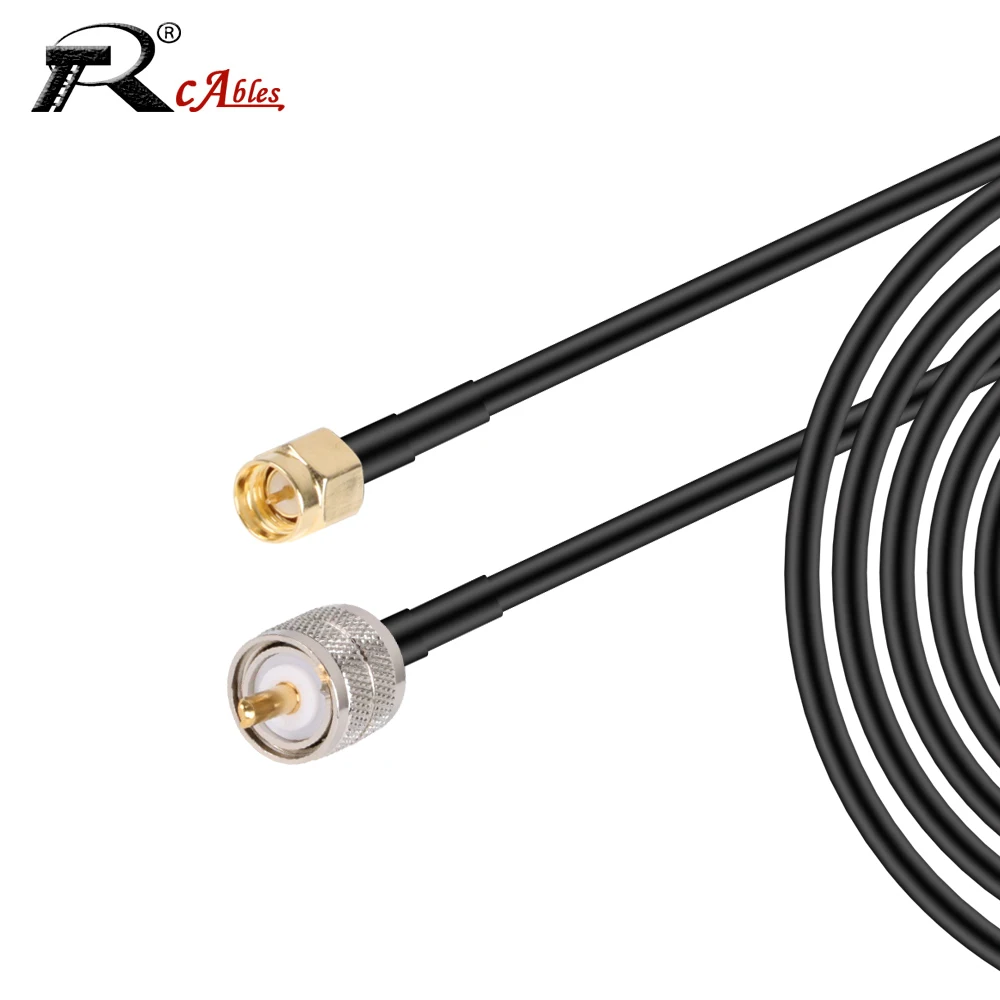 UHF RG58 Cable PL259 UHF Male to SMA Male Straight Plug Adapter Pigtail Jumper RF Coaxial Extension Cord 15CM 50CM 1M 2M 3M 5M