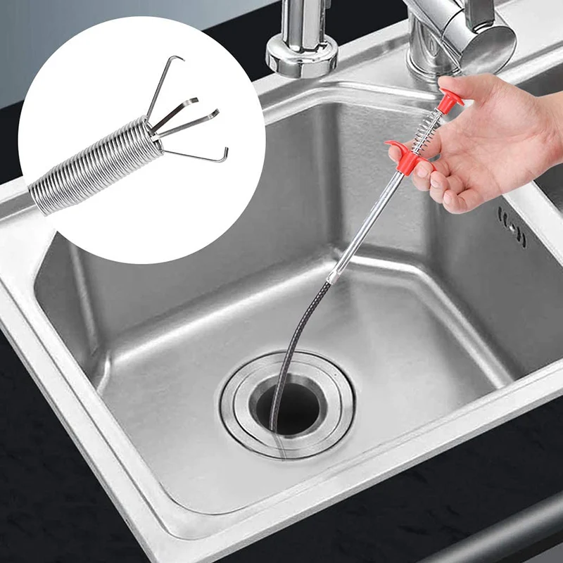 WIKHOSTAR 60cm Sewer Dredger Drain Spring Pipe Dredging Tools Drain Cleaner Sticks Clog Remover Kitchen Sink Cleaning Tool