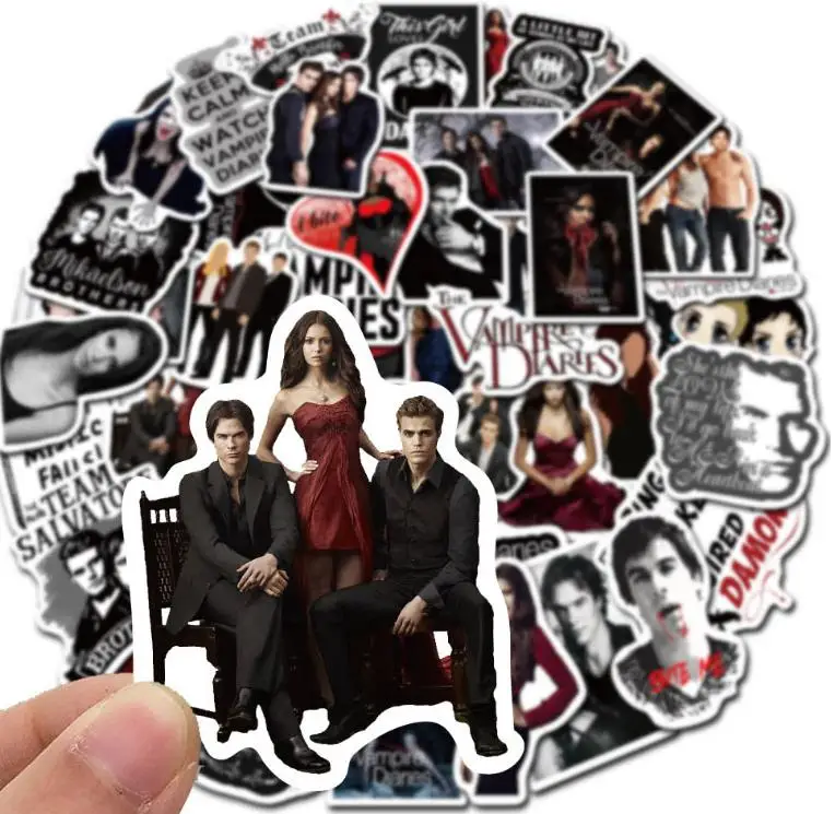 10/30/50pcs  The Vampire Diaries  Children\'s Classic  Cool Decals Sticker Scooter Bike Mobile Laptop Traveling Diy Kids Girl Toy