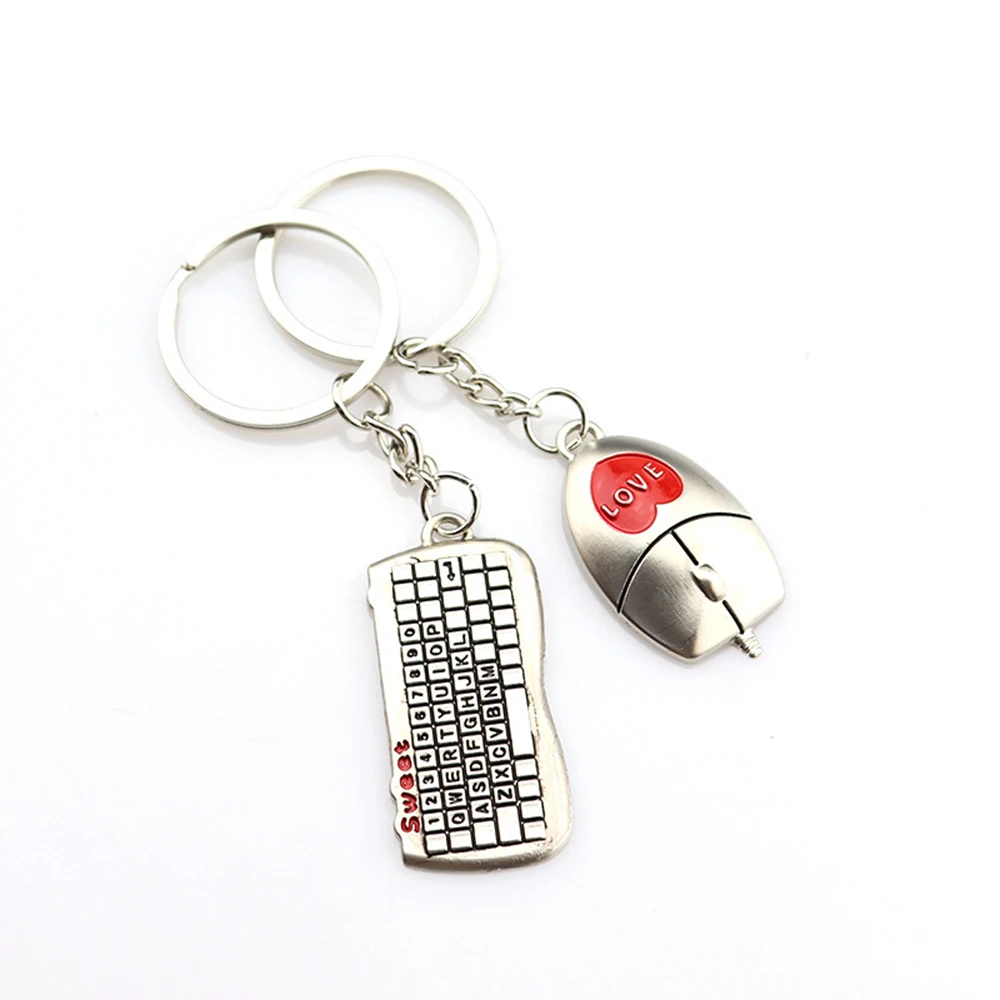 Hot Sale Mouse Keyboard Keychain Couple Key Chain Metal Keyring Pendant Computer Business Promotion DIY Jewelry Small Gifts