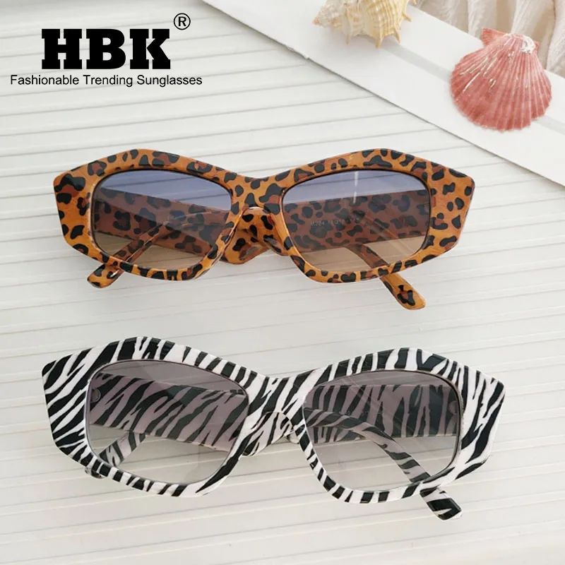 HBK Retro Polygon Sunglasses Women Fashion Jelly Color Clear Square Sun Glasses Men Colorful Gradient Eyewear Tiger Shades UV400