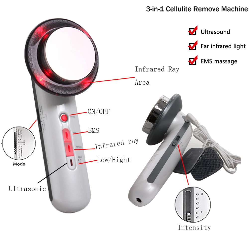 3 en 1 EMS Cavitation ultrasonique perdre du poids Lifting du visage corps minceur masseur galvanique infrarouge Lipo brûleur de graisse Machine