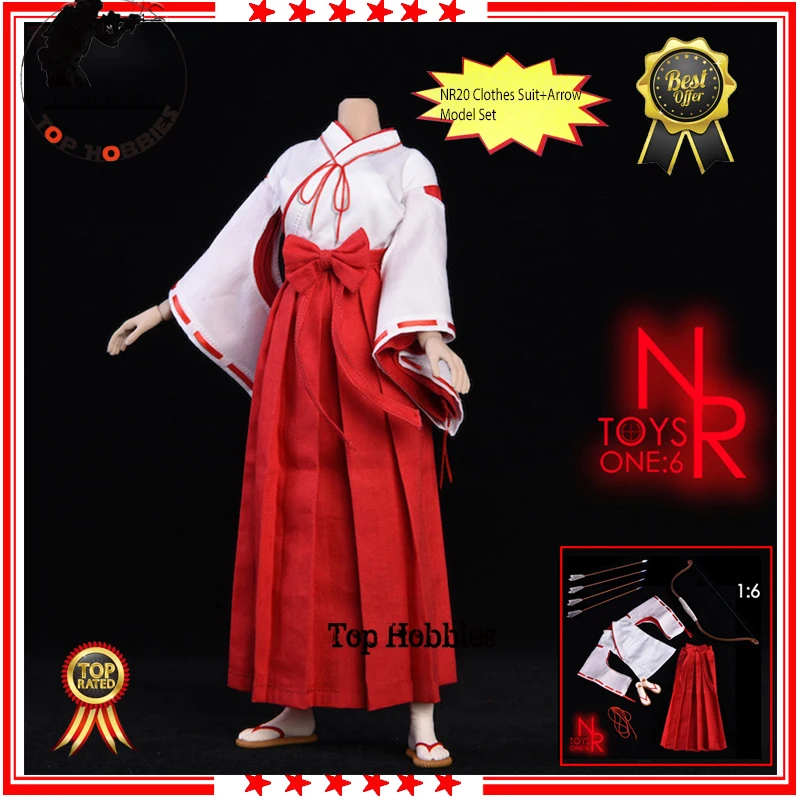 NRTOYS 1/6 Female Action Figure NR20 Witch Include Clogs+Bow and Arrow Kimono Miko Suit Set for 12