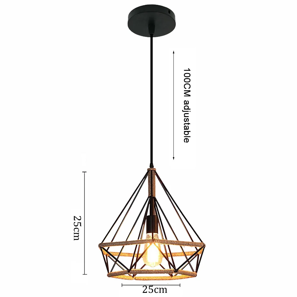 Pendant Party Table E27 Guard Cage Home Bedroom Accessory Lamp Shade Iron Ceiling Retro Vintage Decor chandelier lighting modern