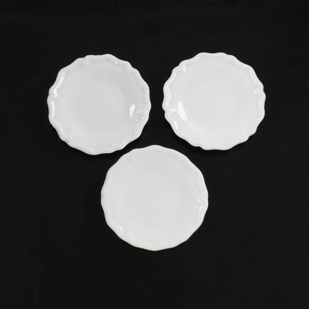 3 piezas 1/12 accesorios en miniatura para casa de muñecas, Mini plato de cerámica de simulación, plato de cocina, modelo para decoración de casa de muñecas ob11