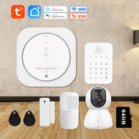 Tuya 433MHz Wireless WiFi GSM Home Security Alarm System with Touch Keypad PIR Detector Strobe Siren Supports Alexa & Google