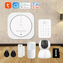 Tuya 433MHz Drahtlose WiFi GSM Home Security Alarm System mit Touch Tastatur PIR Detektor Strobe Sirene Unterstützt Alexa & google