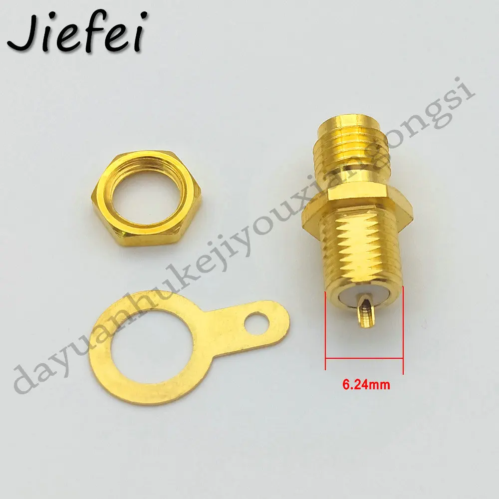 Imagem -04 - Conector de Adaptador rf Banhado a Ouro Conector de Painel Fêmea Sma com Maçaneta e Porca 100 a 500 Peças