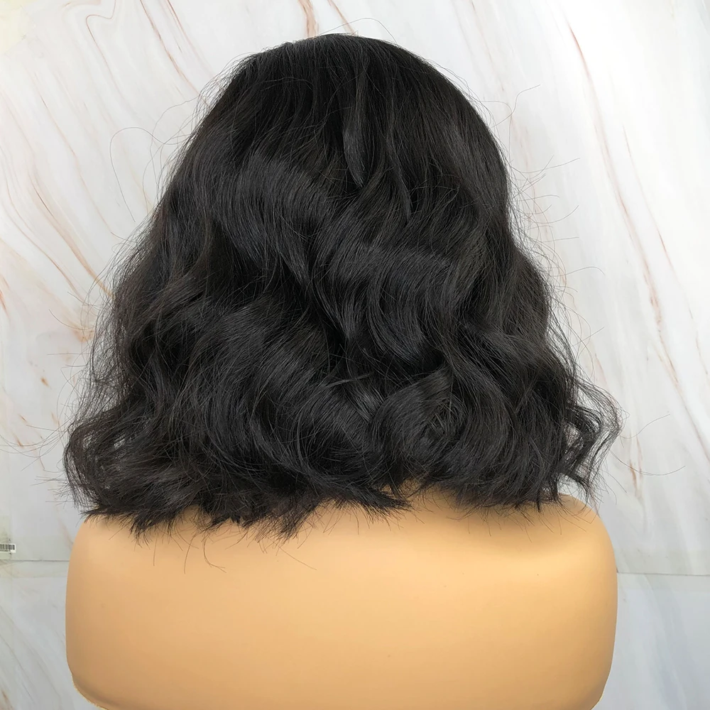 Beautiful Diary Black Short Bob Wigs Natural Wavy Futura Hair 13X4 Synthetic Lace Front Wig Heat Resistant Synthetic Lace Wig