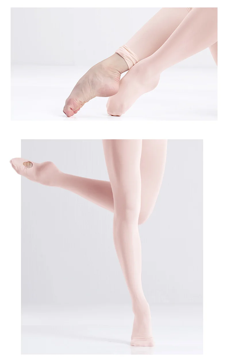 Mädchen und Damen Konvertierbare Ballettstrumpfhose aus Mikrofaser, Nahtlose Erwachsenen-Ballettstrumpfhose 60D mit Löchern – Detail 8