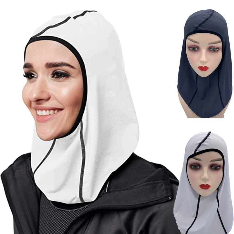 Women's Pro Sports Hijab Scarf Instant 1 Piece Mesh Jersey Head Scarves Headwear Muslim Hejab Turban Outdoor Casual Headscarf