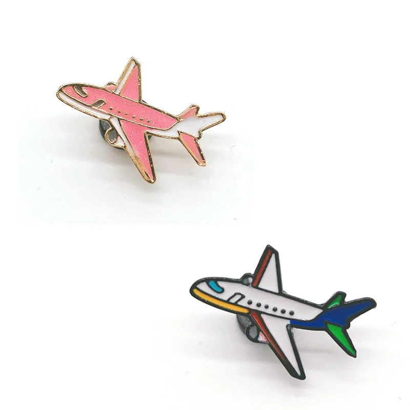 Air Plane Brooches Enamel Lapel Pins Demin Jacket Travel Brooches Bag Hat Badges Jewelry Gift for Couple