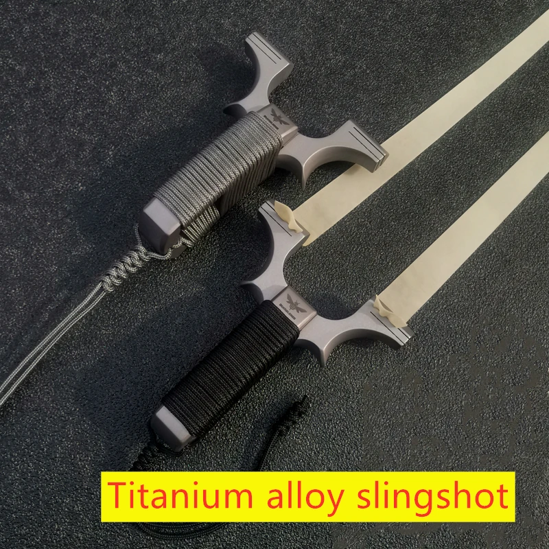 2020 New TC21Titanium alloy Slingshot Fast High Precision Slingshot + Flat Rubber Band Marbles for Outdoor Game, Hunting