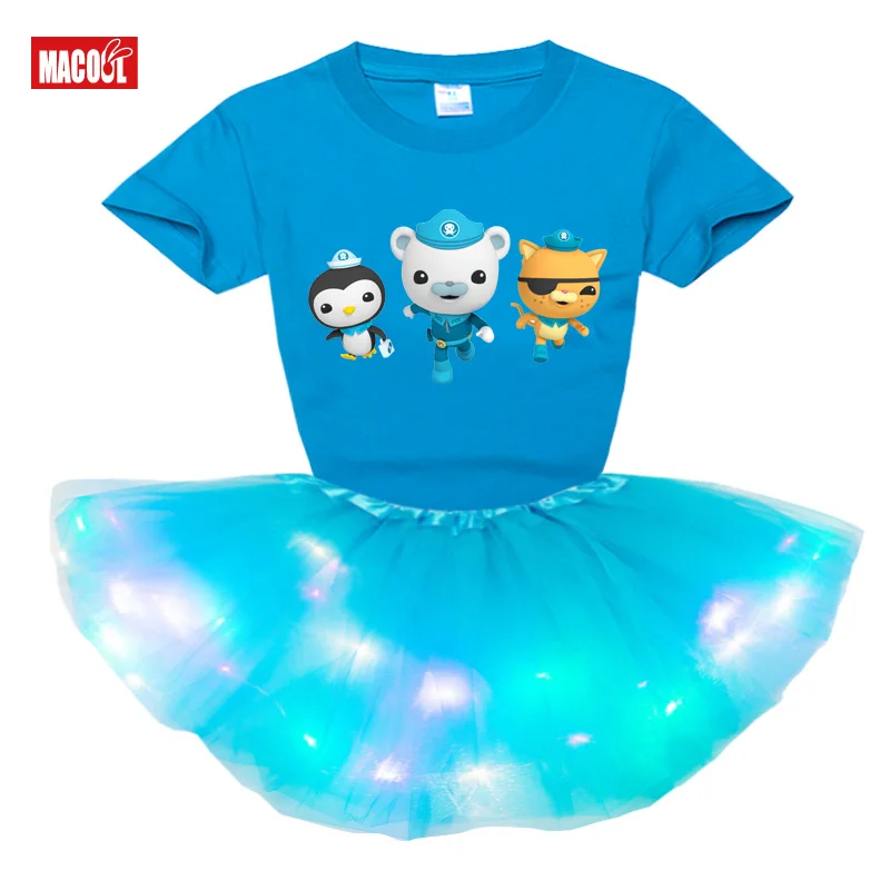 

Girl Baby Birthday Dress t shirt+Tutu Dress kids Clothes 2020 Girls LED Light Glow Dress Gown Toddler Dress t shirt+Dress sets